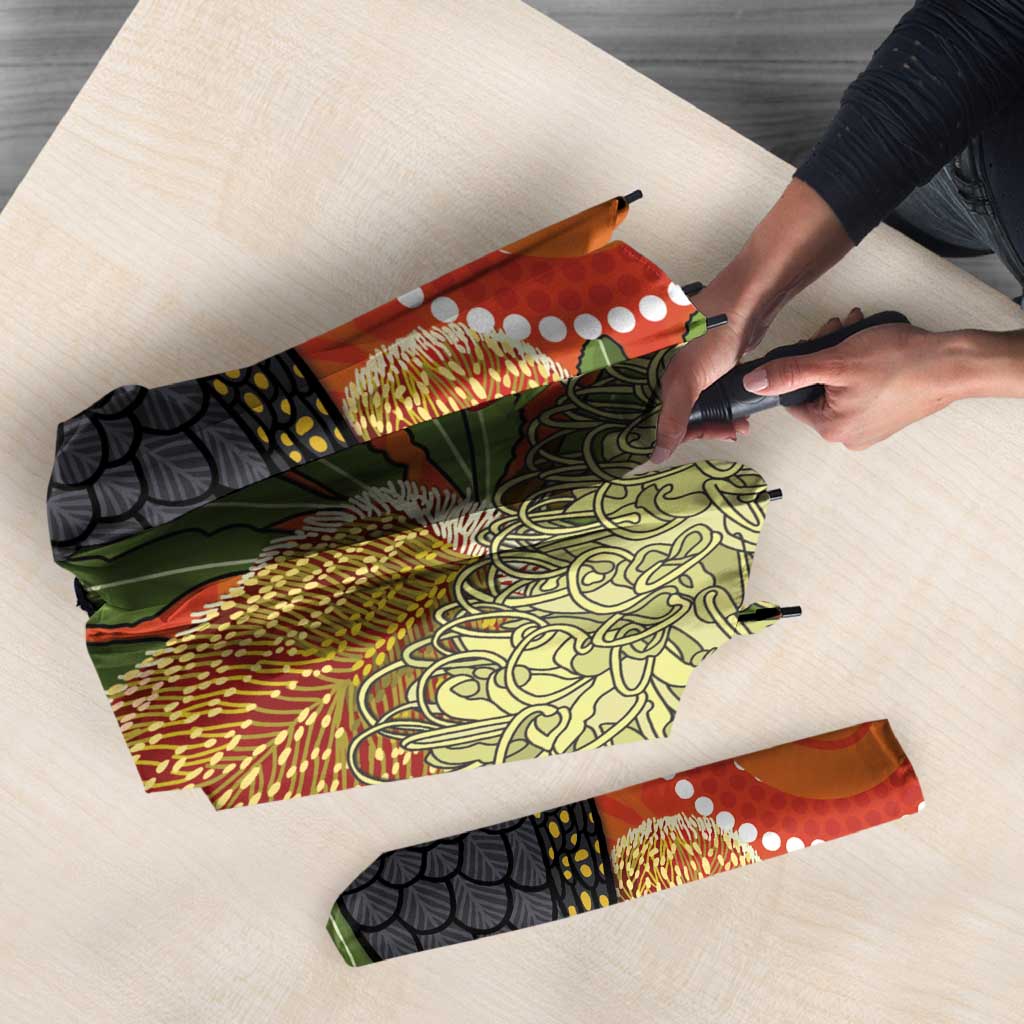 Personalised Australia Banksia And Black Cockatoo Umbrella Aboriginal Art - Aussie Hoodie