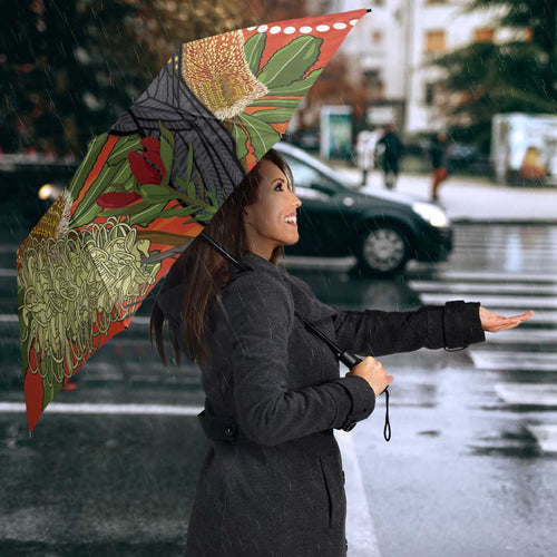 Personalised Australia Banksia And Black Cockatoo Umbrella Aboriginal Art - Aussie Hoodie