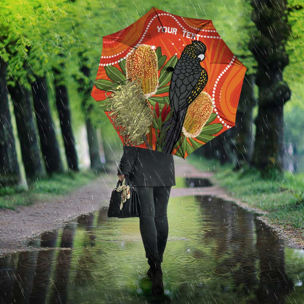 Personalised Australia Banksia And Black Cockatoo Umbrella Aboriginal Art - Aussie Hoodie