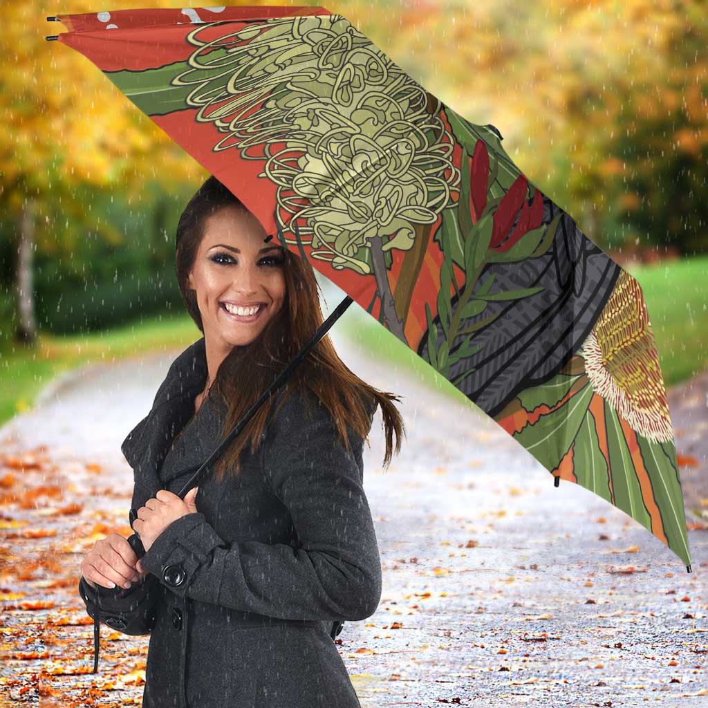 Personalised Australia Banksia And Black Cockatoo Umbrella Aboriginal Art - Aussie Hoodie
