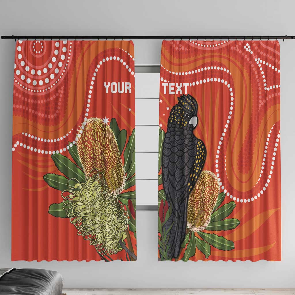Personalised Australia Banksia And Black Cockatoo Window Curtain Aboriginal Art
