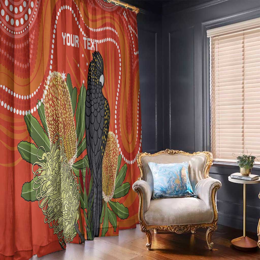 Personalised Australia Banksia And Black Cockatoo Window Curtain Aboriginal Art