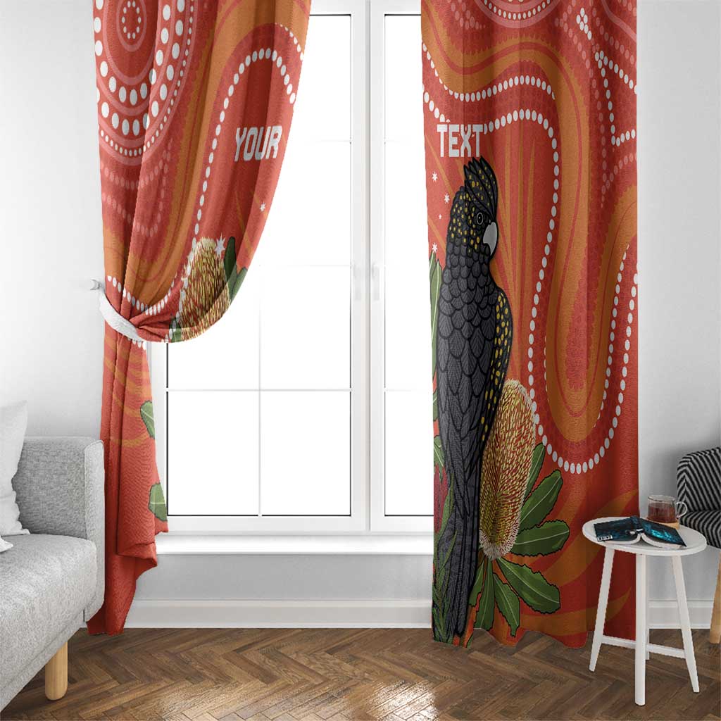 Personalised Australia Banksia And Black Cockatoo Window Curtain Aboriginal Art