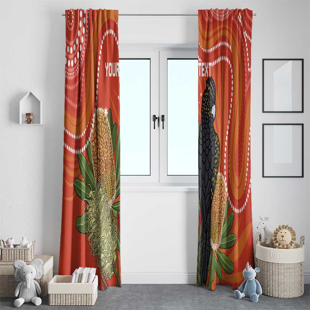 Personalised Australia Banksia And Black Cockatoo Window Curtain Aboriginal Art