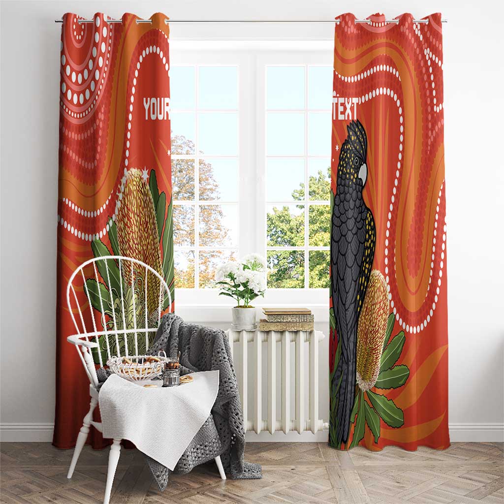 Personalised Australia Banksia And Black Cockatoo Window Curtain Aboriginal Art