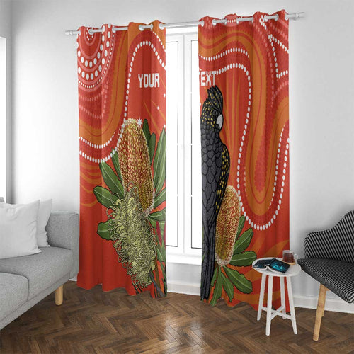 Personalised Australia Banksia And Black Cockatoo Window Curtain Aboriginal Art