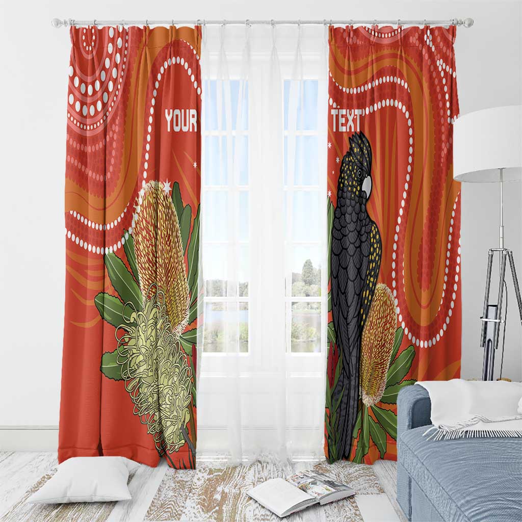 Personalised Australia Banksia And Black Cockatoo Window Curtain Aboriginal Art
