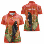 Personalised Australia Banksia And Black Cockatoo Women Polo Shirt Aboriginal Art