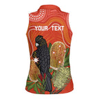 Personalised Australia Banksia And Black Cockatoo Women Sleeveless Polo Shirt Aboriginal Art