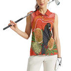 Personalised Australia Banksia And Black Cockatoo Women Sleeveless Polo Shirt Aboriginal Art