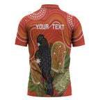 Personalised Australia Banksia And Black Cockatoo Zipper Polo Shirt Aboriginal Art - Aussie Hoodie
