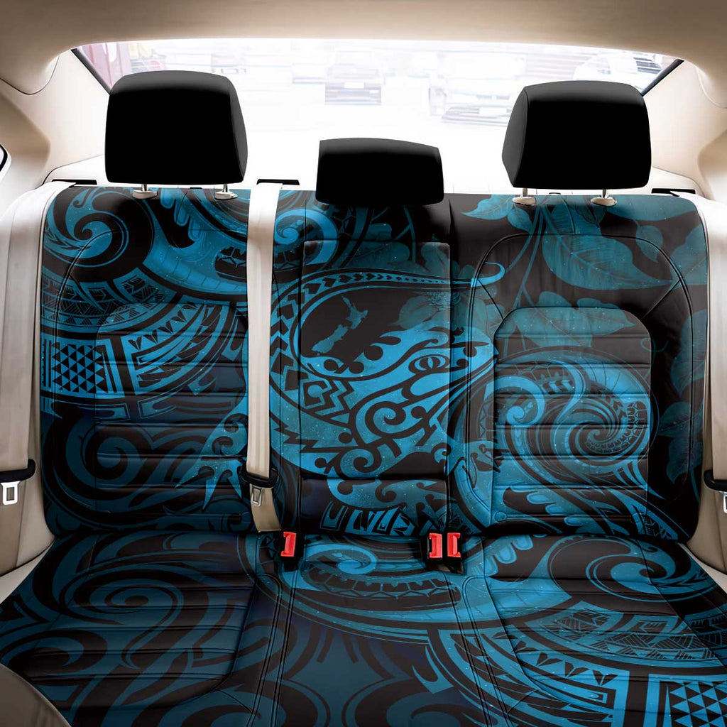 New Zealand Tuatara Back Car Seat Cover Aotearoa Maori Clematis Flowers - Blue