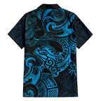 New Zealand Tuatara Hawaiian Shirt Aotearoa Maori Clematis Flowers - Blue