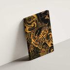 New Zealand Tuatara Canvas Wall Art Aotearoa Maori Clematis Flowers - Gold