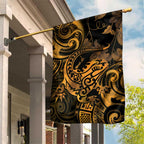 New Zealand Tuatara Garden Flag Aotearoa Maori Clematis Flowers - Gold