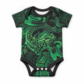 New Zealand Tuatara Baby Onesie Aotearoa Maori Clematis Flowers - Green