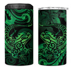 New Zealand Tuatara 4 in 1 Can Cooler Tumbler Aotearoa Maori Clematis Flowers - Green