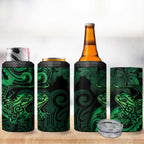 New Zealand Tuatara 4 in 1 Can Cooler Tumbler Aotearoa Maori Clematis Flowers - Green