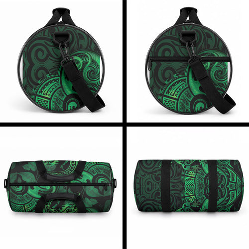 New Zealand Tuatara Duffle Bag Aotearoa Maori Clematis Flowers - Green