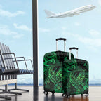 New Zealand Tuatara Luggage Cover Aotearoa Maori Clematis Flowers - Green