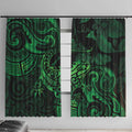 New Zealand Tuatara Window Curtain Aotearoa Maori Clematis Flowers - Green