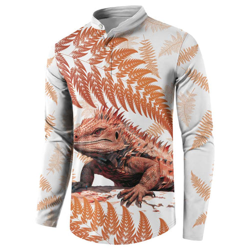 Red New Zealand Tuatara Button Sweatshirt Aotearoa Sphenodon Punctatus Silver Fern