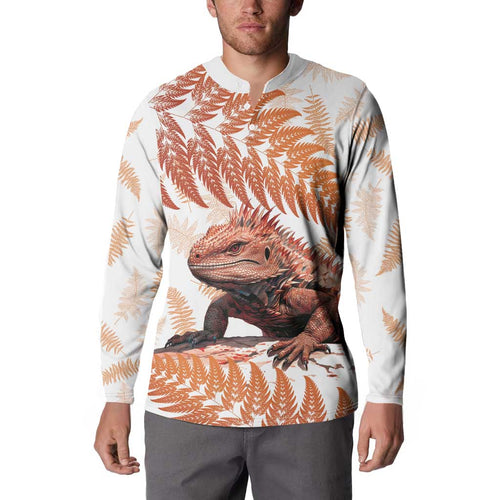 Red New Zealand Tuatara Button Sweatshirt Aotearoa Sphenodon Punctatus Silver Fern
