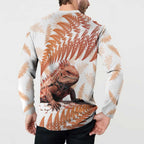 Red New Zealand Tuatara Button Sweatshirt Aotearoa Sphenodon Punctatus Silver Fern