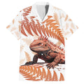 Red New Zealand Tuatara Family Matching Off The Shoulder Long Sleeve Dress and Hawaiian Shirt Aotearoa Sphenodon Punctatus Silver Fern