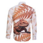Red New Zealand Tuatara Family Matching Off The Shoulder Long Sleeve Dress and Hawaiian Shirt Aotearoa Sphenodon Punctatus Silver Fern