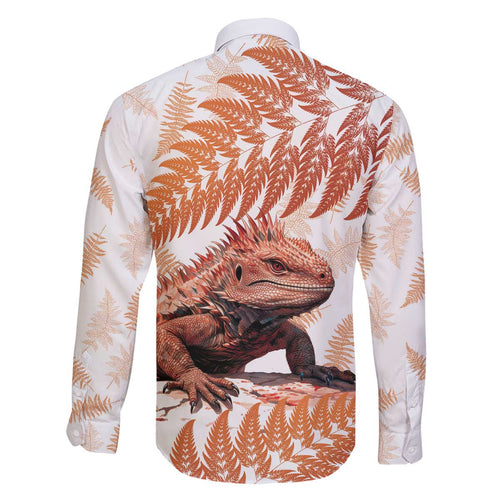 Red New Zealand Tuatara Family Matching Off Shoulder Short Dress and Hawaiian Shirt Aotearoa Sphenodon Punctatus Silver Fern