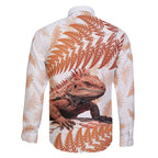 Red New Zealand Tuatara Family Matching Short Sleeve Bodycon Dress and Hawaiian Shirt Aotearoa Sphenodon Punctatus Silver Fern