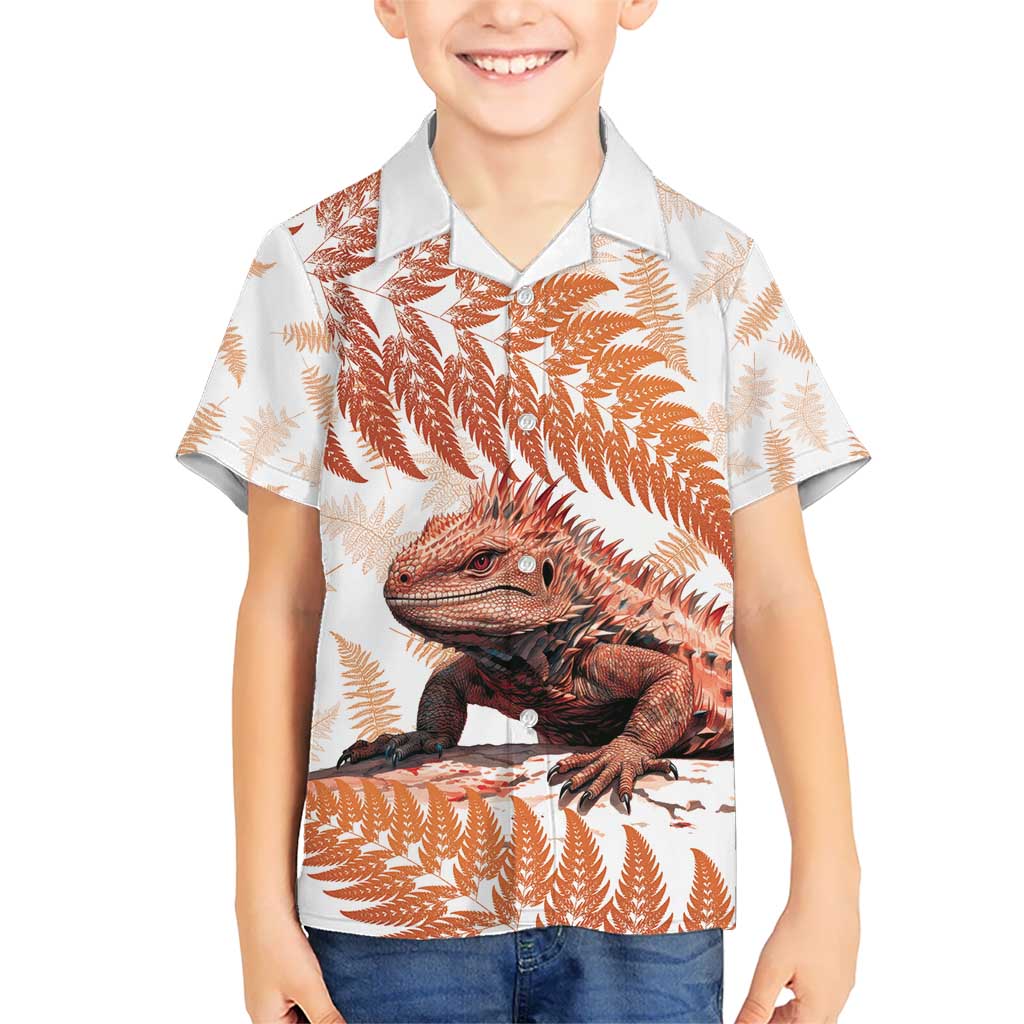 Red New Zealand Tuatara Hawaiian Shirt Aotearoa Sphenodon Punctatus Silver Fern