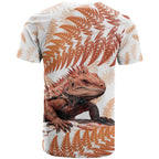 Red New Zealand Tuatara T Shirt Aotearoa Sphenodon Punctatus Silver Fern