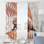 Red New Zealand Tuatara Window Curtain Aotearoa Sphenodon Punctatus Silver Fern