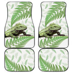 Green New Zealand Tuatara Car Mats Aotearoa Sphenodon Punctatus Silver Fern