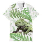 Green New Zealand Tuatara Family Matching Mermaid Dress and Hawaiian Shirt Aotearoa Sphenodon Punctatus Silver Fern