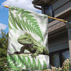 Green New Zealand Tuatara Garden Flag Aotearoa Sphenodon Punctatus Silver Fern