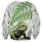 Green New Zealand Tuatara Sweatshirt Aotearoa Sphenodon Punctatus Silver Fern