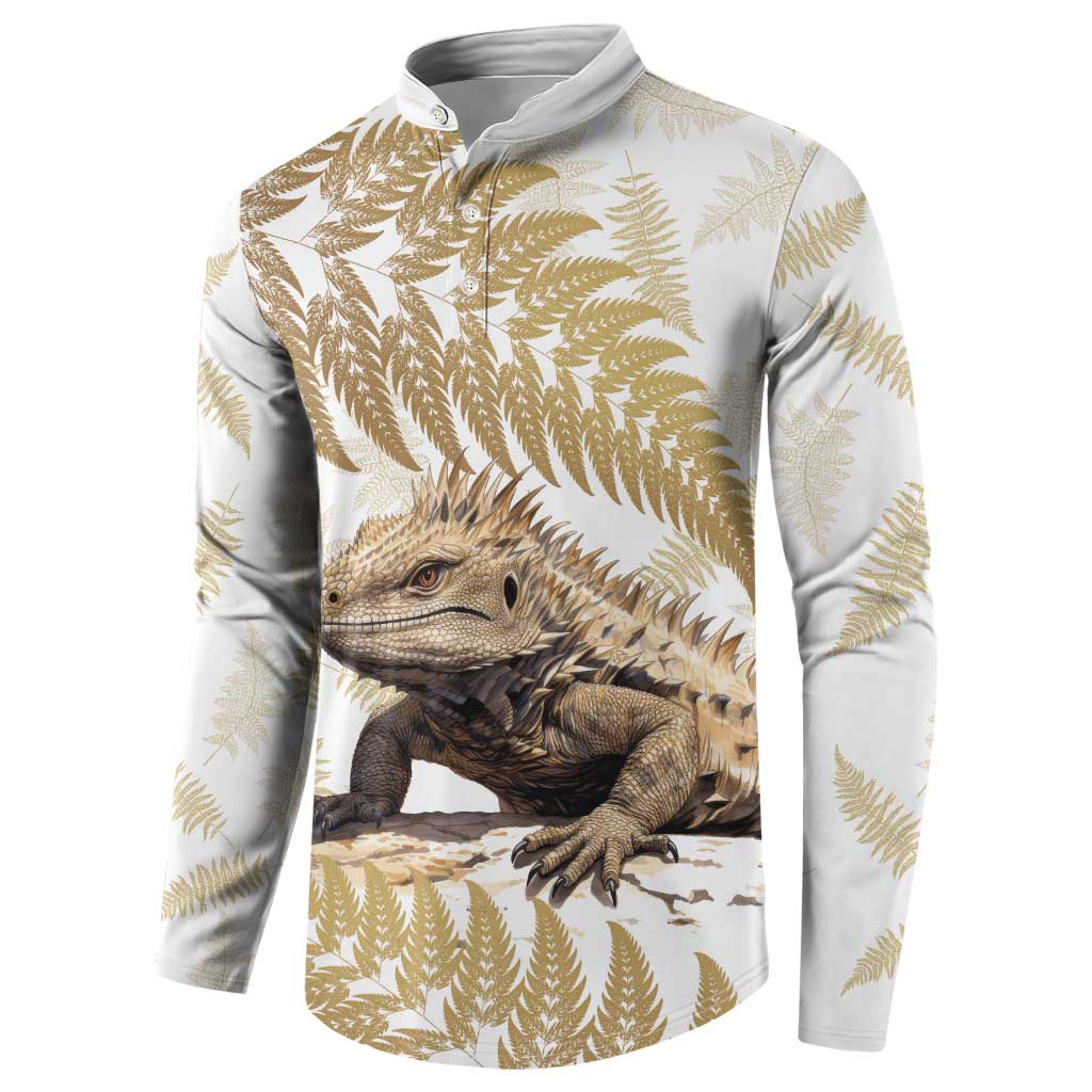 Gold New Zealand Tuatara Button Sweatshirt Aotearoa Sphenodon Punctatus Silver Fern