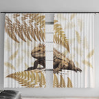 Gold New Zealand Tuatara Window Curtain Aotearoa Sphenodon Punctatus Silver Fern