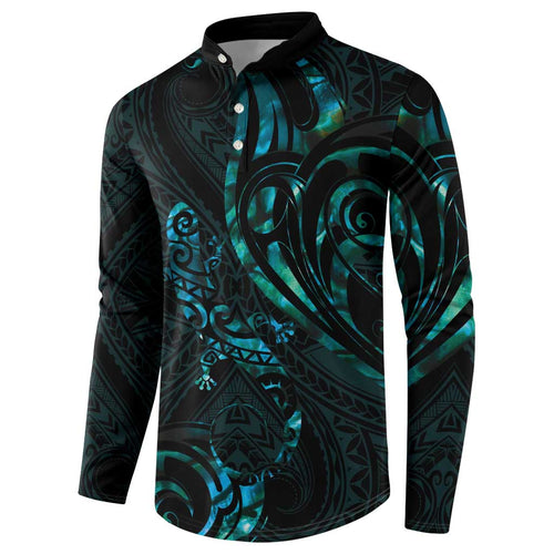 New Zealand Skink Button Sweatshirt Aotearoa Maori Mix Paua Shell