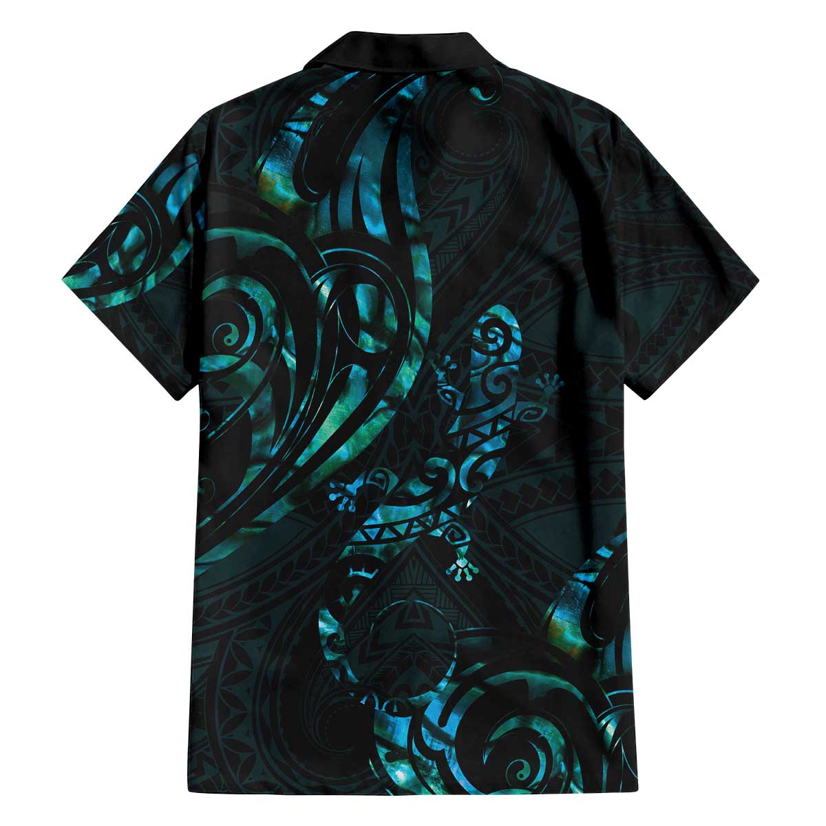 New Zealand Skink Family Matching Off Shoulder Short Dress and Hawaiian Shirt Aotearoa Maori Mix Paua Shell