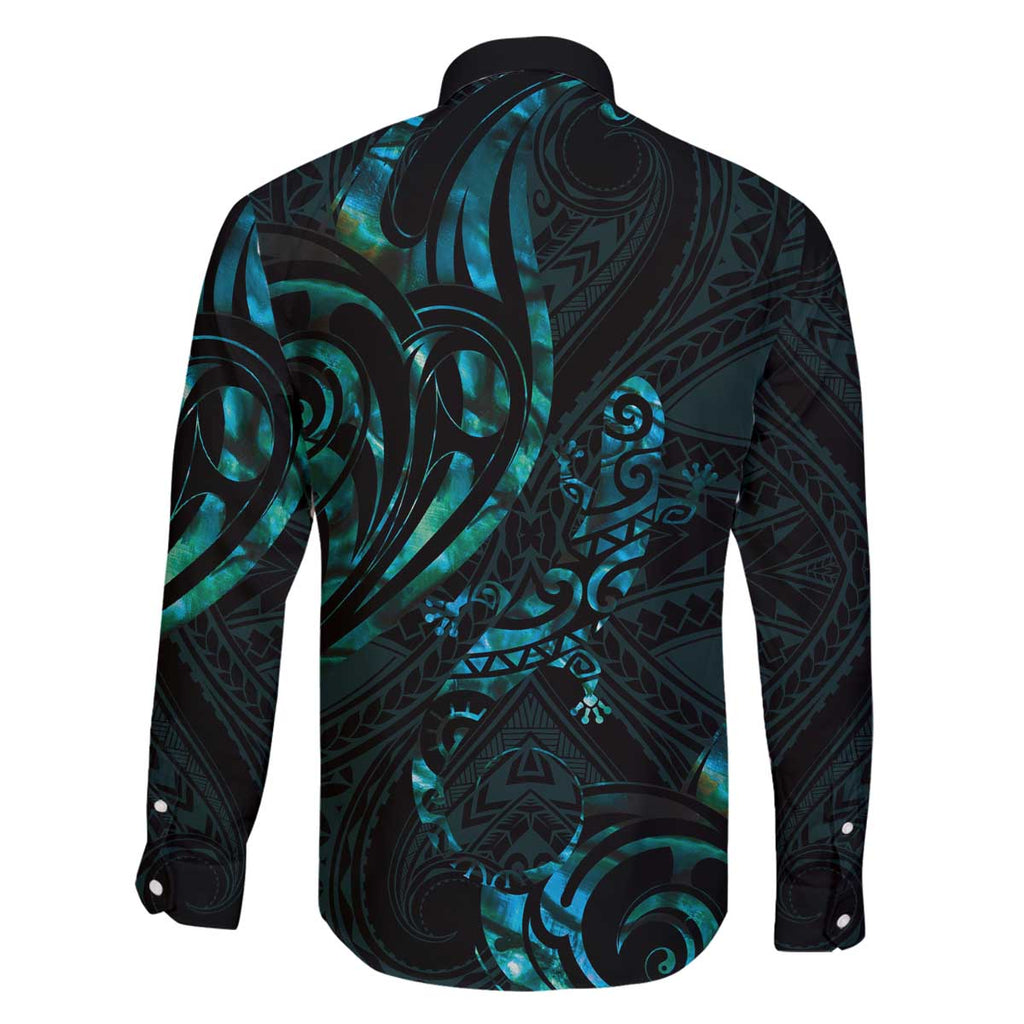 New Zealand Skink Family Matching Puletasi and Hawaiian Shirt Aotearoa Maori Mix Paua Shell