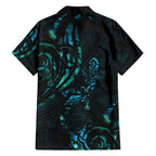 New Zealand Skink Family Matching Short Sleeve Bodycon Dress and Hawaiian Shirt Aotearoa Maori Mix Paua Shell