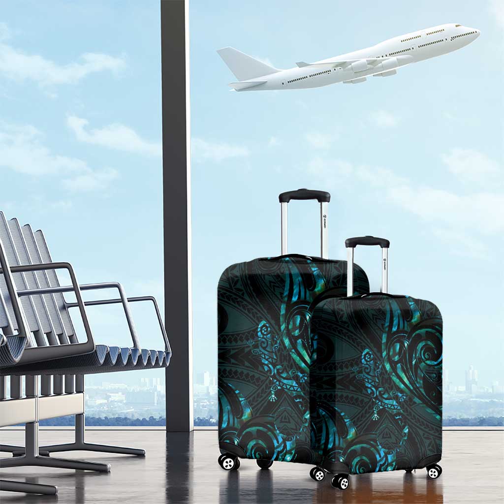 New Zealand Skink Luggage Cover Aotearoa Maori Mix Paua Shell