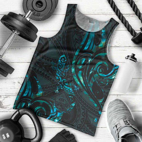 New Zealand Skink Men Tank Top Aotearoa Maori Mix Paua Shell