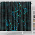 New Zealand Skink Shower Curtain Aotearoa Maori Mix Paua Shell