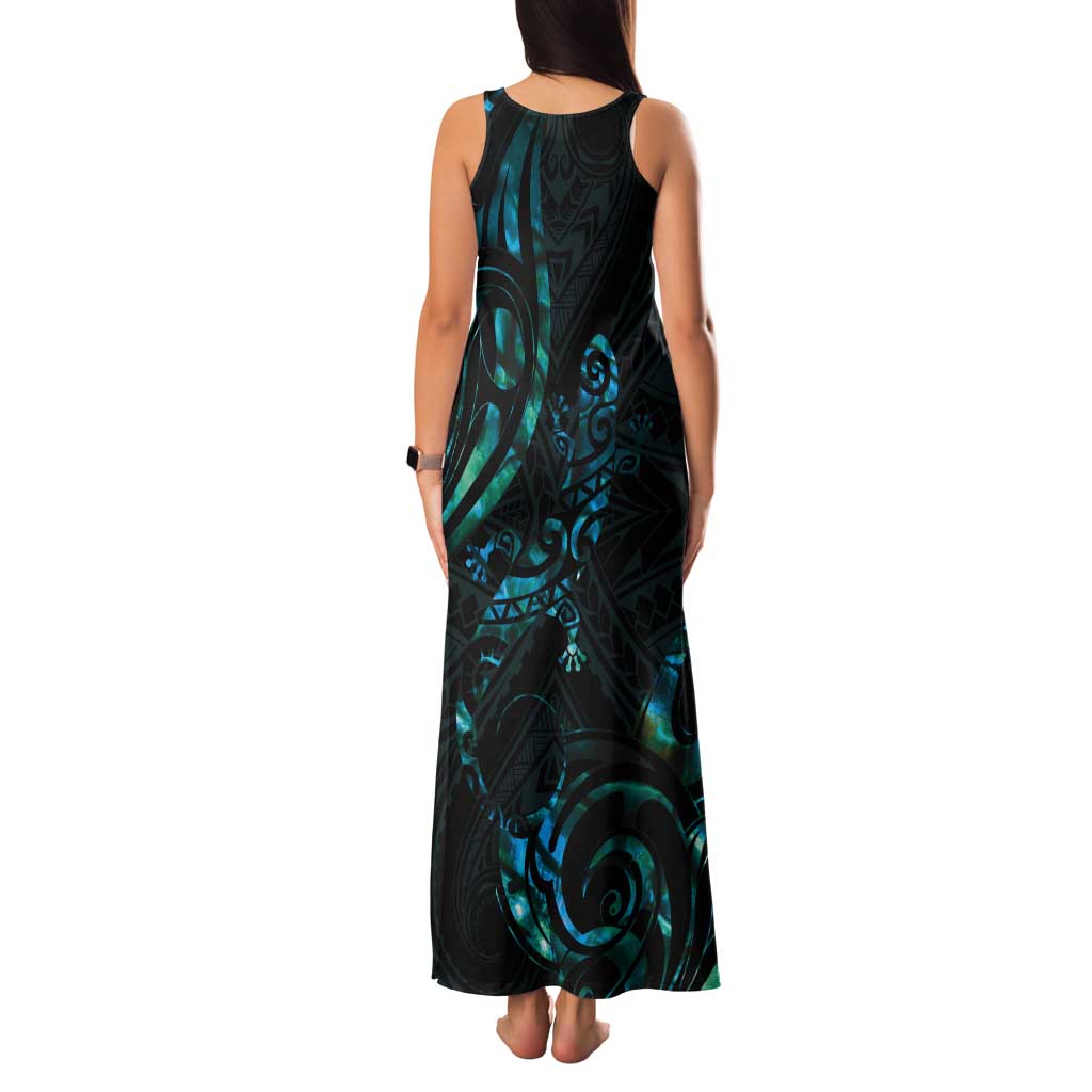 New Zealand Skink Tank Maxi Dress Aotearoa Maori Mix Paua Shell