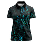 New Zealand Skink Women Polo Shirt Aotearoa Maori Mix Paua Shell